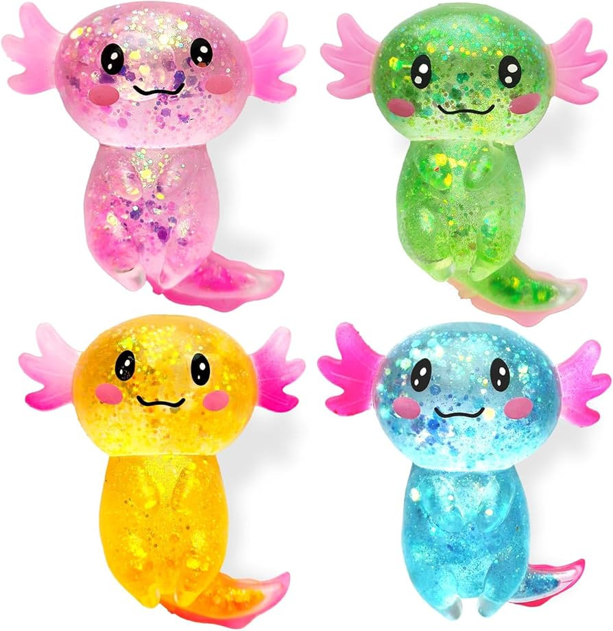 4pcs Axolotl Squishy Stress Relief Toy Glitter Fidget Toys Cute Malt Sugar Axolotl Toy Squeeze To... | Amazon (US)