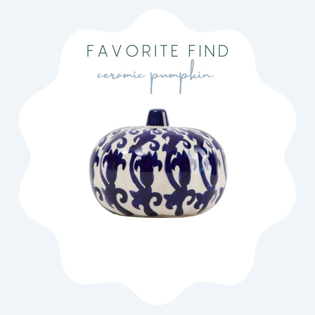 Blue and white ceramic pumpkin only $15! Keep the aesthetic while you decorate for fall.

Fall, fall home, fall home decor, pumpkin, pumpkin decor, blue and white pumpkin, blue and white fall decor 