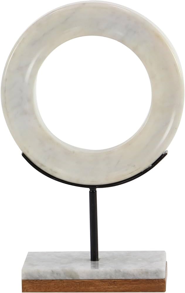 CosmoLiving by Cosmopolitan Marble Geometric Circle Sculpture with Marble Base, 9" x 4" x 14", Wh... | Amazon (US)
