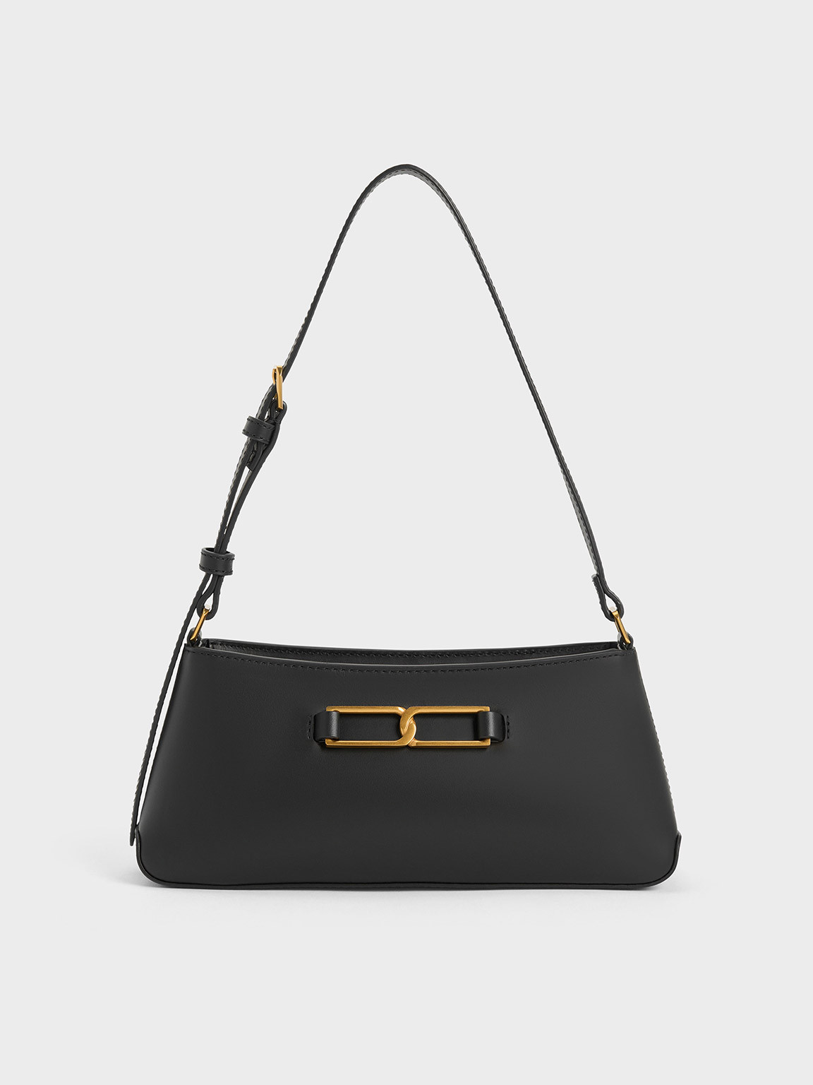 Gabine Leather Trapeze Shoulder Bag
 - Black | Charles & Keith CA
