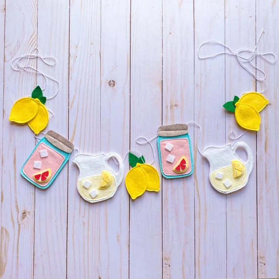 Lemon Garland, Lemonade Garland, Felt Garland, Spring Garland, Lemon Decor, Lemonade Decor, Summe... | Etsy (US)