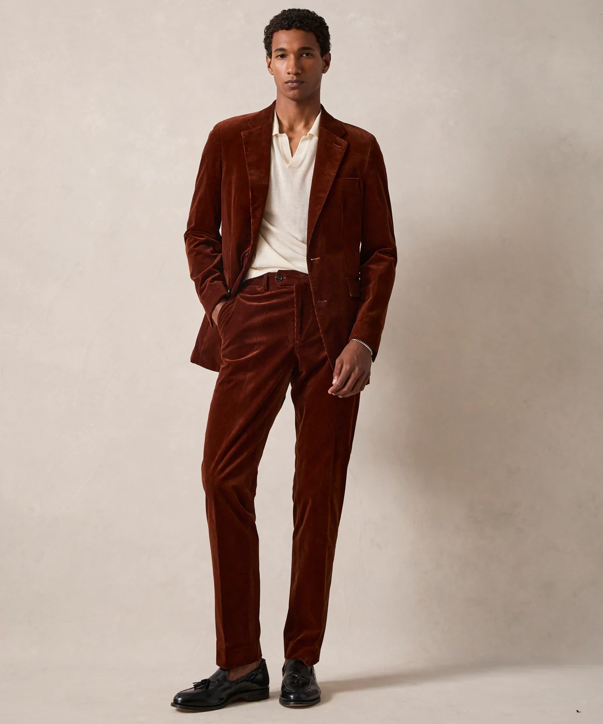 Italian Corduroy Sutton Suit Trouser in Rust | Todd Snyder