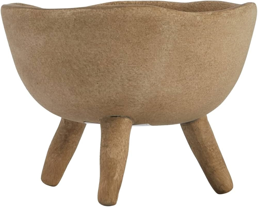 Creative Co-Op Boho Terracotta Footed Planter with Organic Edge, Matte Taupe | Amazon (US)