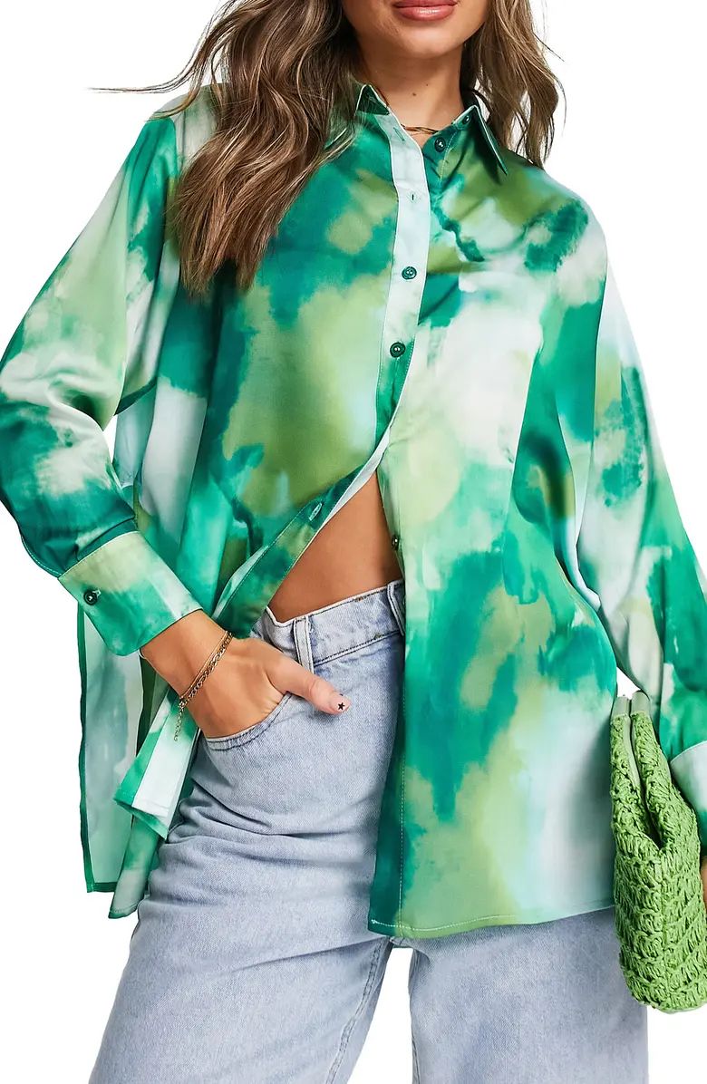 Watercolor Oversize Button-Up Shirt | Nordstrom