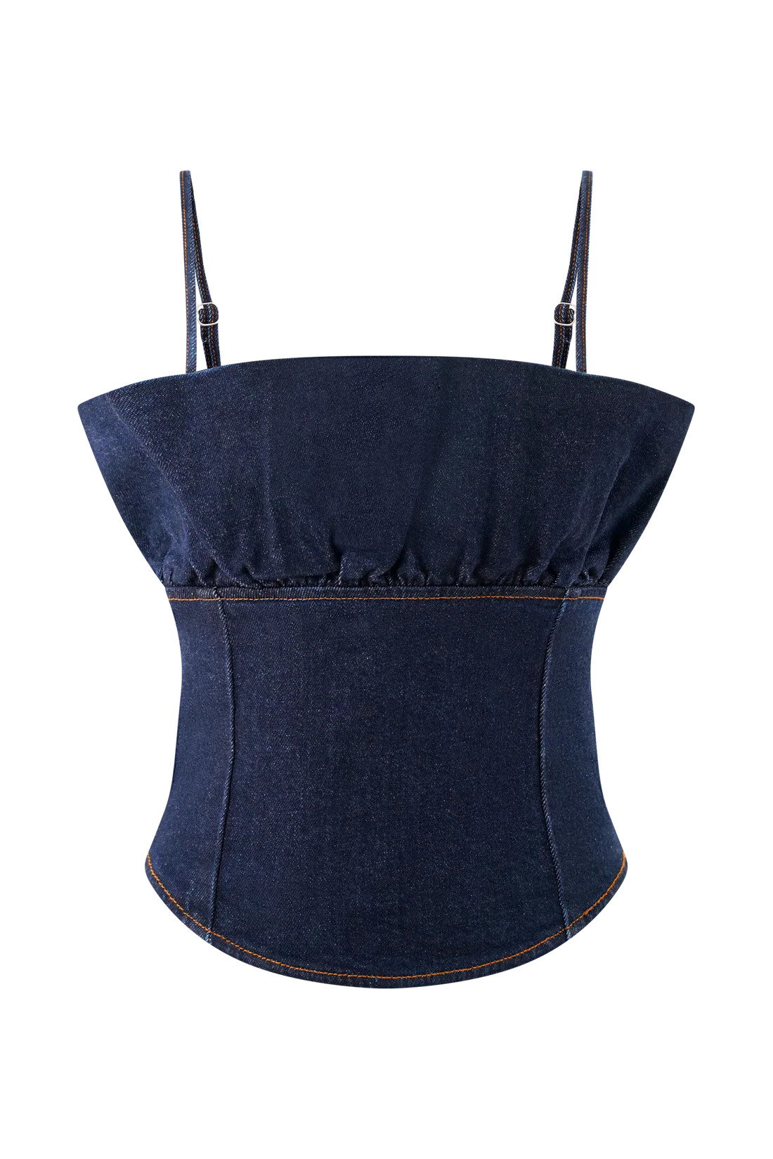 Cecilia Denim Frill Corset - Indigo Blue | MESHKI US