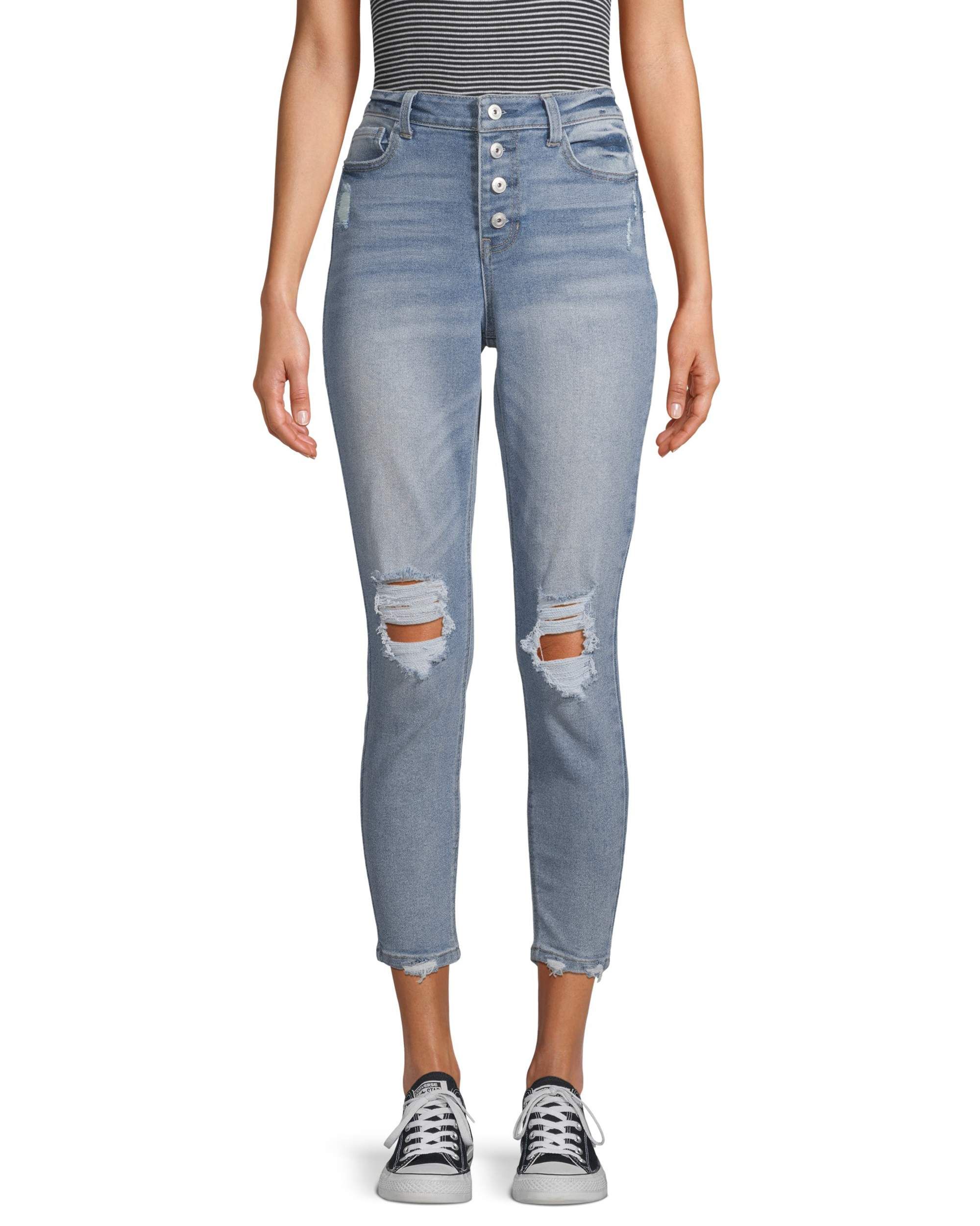 No Boundaries Juniors' Authentic Destructed Skinny Jeans | Walmart (US)
