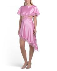 Cut Out Satin Dress With Asymmetrical Hem | TJ Maxx