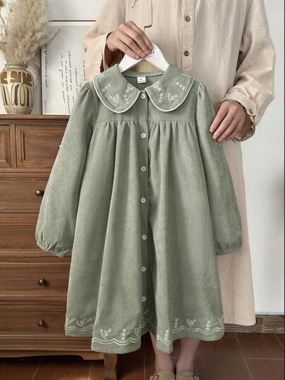Vintaside Kids Girls Corduroy Dress, Soft & Comfortable, Suitable For Spring, Autumn & Winter, Co... | SHEIN