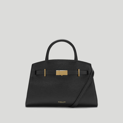 DeMellier The Small Hudson in Black Small Grain Leather Crossbody bag | DeMellier