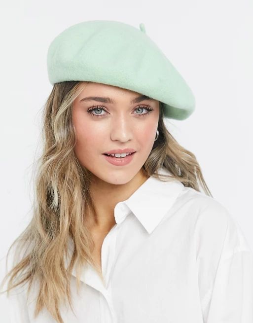 Monki Brooklyn wool beret in green | ASOS (Global)