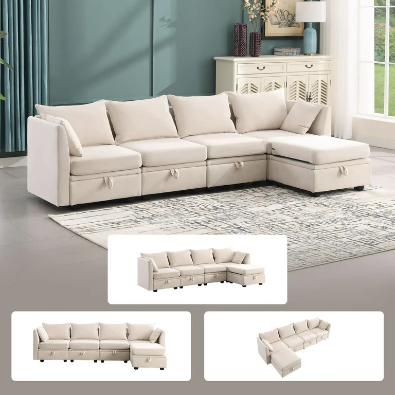 JONPONY 110" Modular Couches and Sofas Sectional with Storage Sectional Sofa L Shaped Sectional C... | Walmart (US)