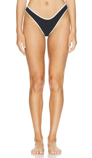 X Olivia Culpo Binded Lulu Bikini Bottom in Black Terry Rib | Revolve Clothing (Global)