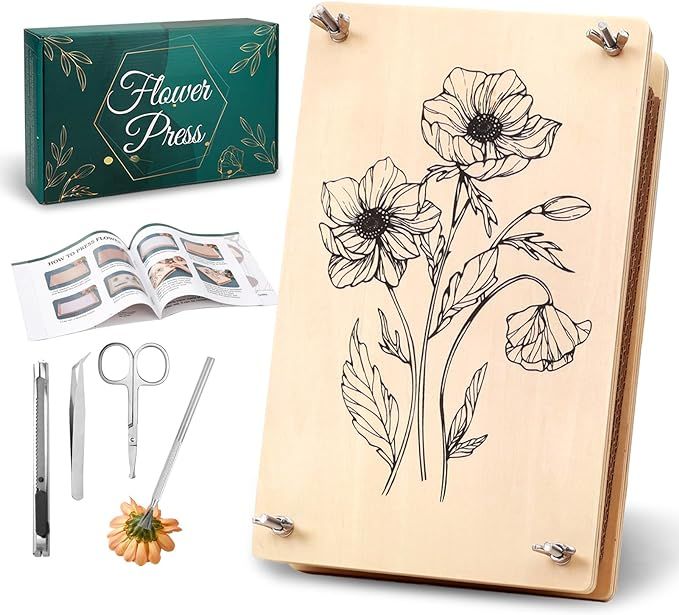 Aboofx Large Professional Flower Press Kit, 6 Layers 10.8 x 6.9 inch DIY Flower Pressing Kit for ... | Amazon (US)