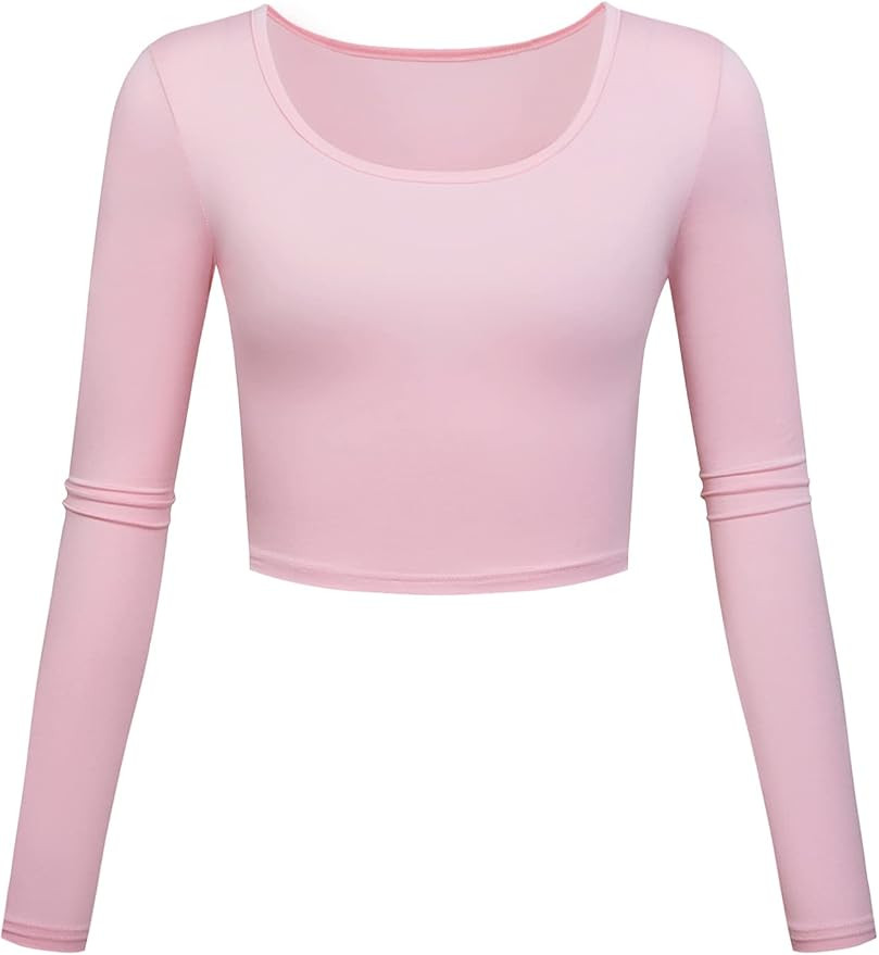 Lightweight Basic Crop Tops Slim Fit Long Sleeve Workout Shirts for Women | Amazon (US)