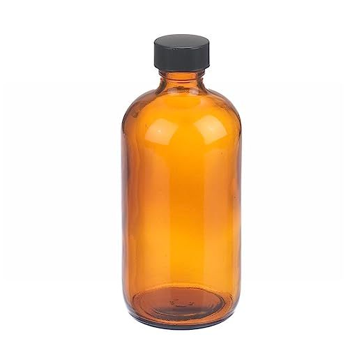 Wheaton 1701S41CS W216856 Boston Round Bottle, Amber Glass, Capacity 8oz With 24-400 Black Phenol... | Amazon (US)