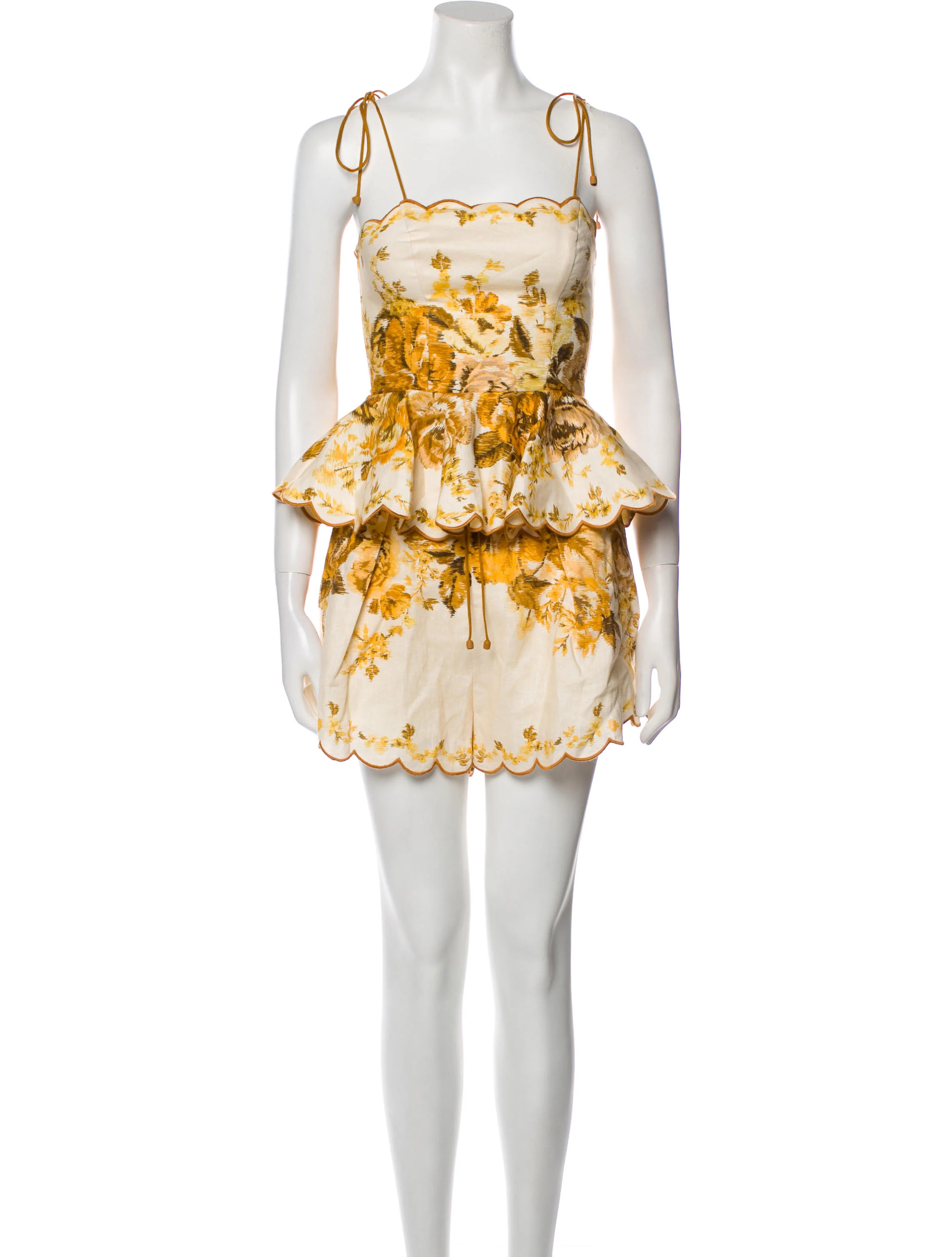 Floral Print Scalloped Accent Short Set w/ Tags | The RealReal