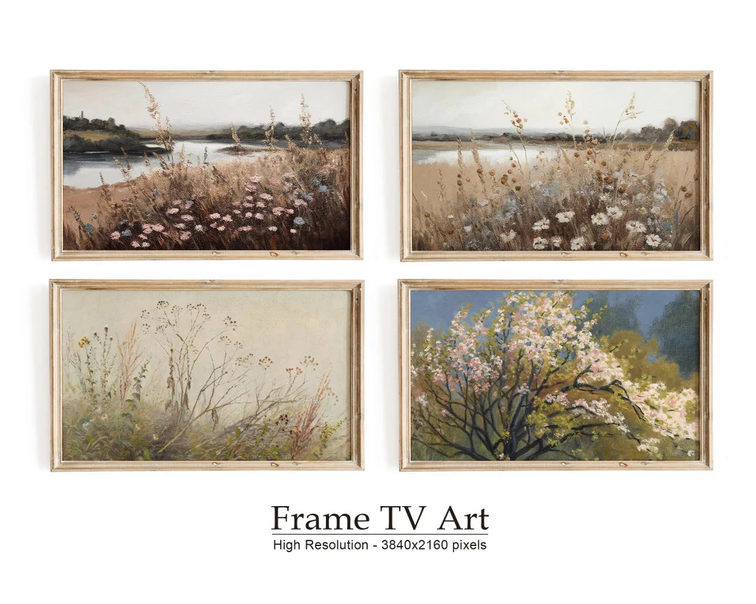 Samsung Frame TV Art Spring Bundle Set of 4, Wildflowers Field, Flower Meadow, Vintage Painting, ... | Etsy (US)