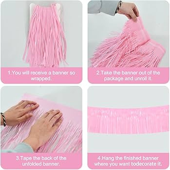 BEISHIDA 3 Packs Metallic Foil Fringe Garland Pink Wall Hanging Tinsel Fringe Banners for Car Par... | Amazon (US)
