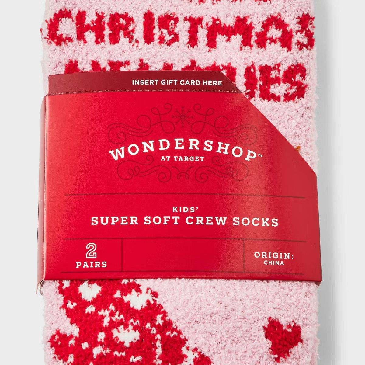 Kids' 2pk Baking Christmas Memories Cozy Crew Socks with Gift Card Holder - Wondershop™ Pink | Target
