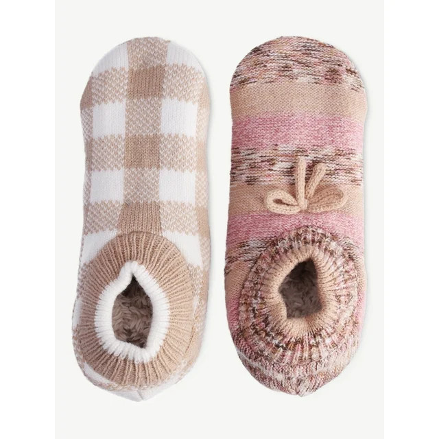 Joyspun Women's Knit Slipper Socks, 2-Pack, Size 4-10 | Walmart (US)