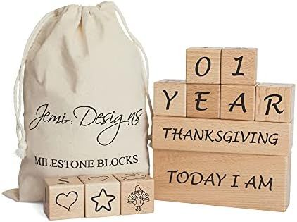 Baby Milestone Blocks Photo Blocks - Baby Photography Props - Letters, Numbers, Age Blocks with H... | Amazon (US)