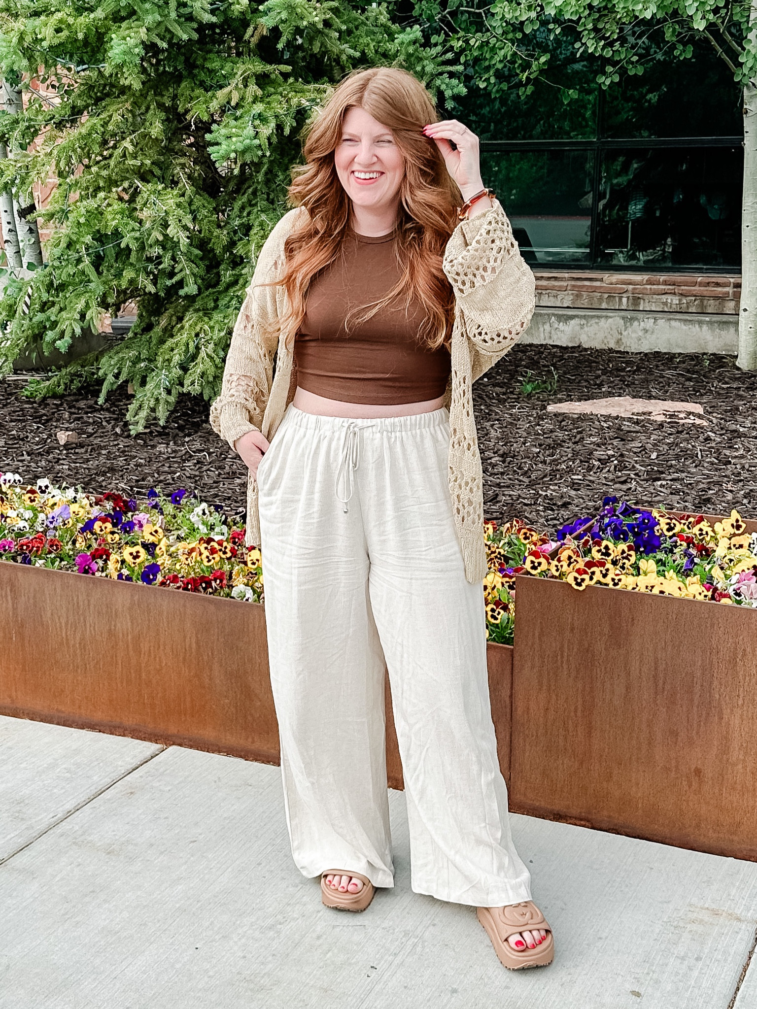 Casual summer outfit from amazon. 

Linen pants size large. Tank top size medium. Crochet cardigan size large. Amazon outfit. 

#LTKunder50 #LTKstyletip #LTKSeasonal