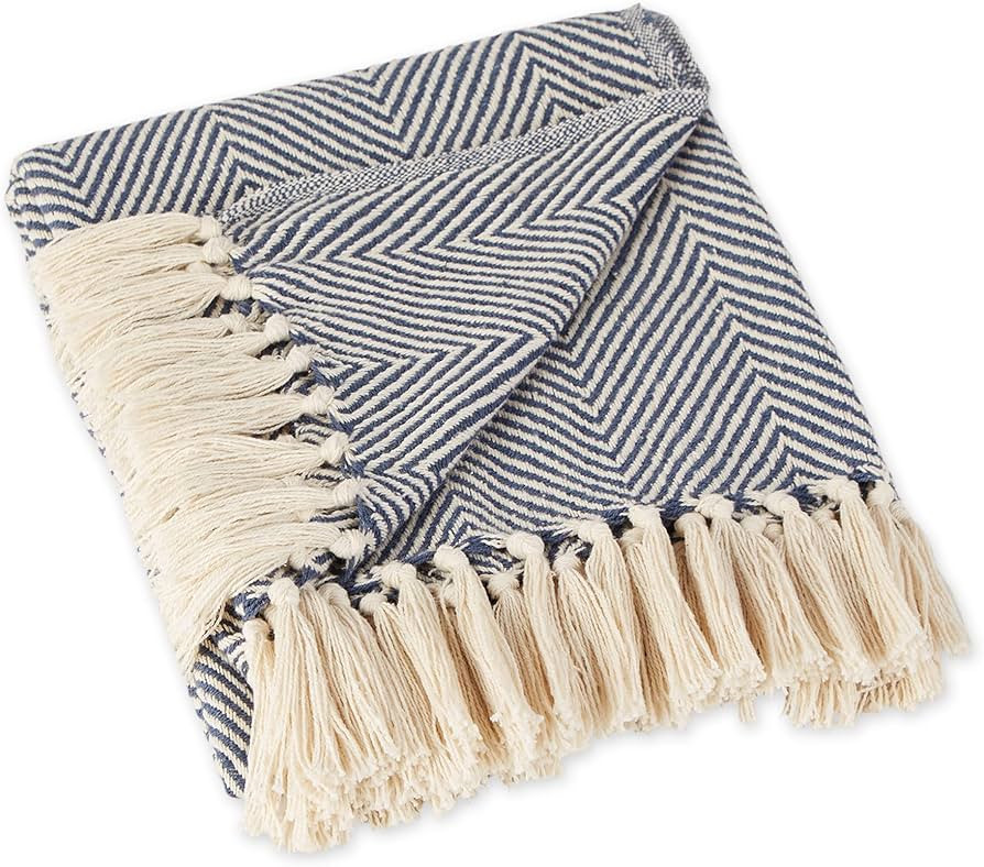 DII Rustic Farmhouse Cotton Chevron Blanket Throw with Fringe for Chair, Couch, Picnic, Camping, ... | Amazon (US)
