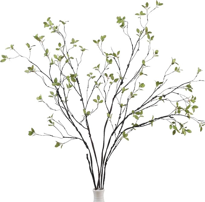 DuHouse 34" 5Pcs Artificial Ficus Branches Fake Greenery Stems Faux Eucalyptus Stems for Home Off... | Amazon (US)