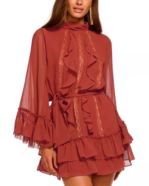 Claudia Ruffle Tie Waist Mini Dress | Bloomingdale's (US)