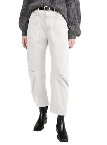 EVALESS Womens Baggy Barrel White Jeans High Waisted Wide Leg Boyfriend Denim Ankle Pants Size 4 ... | Amazon (US)