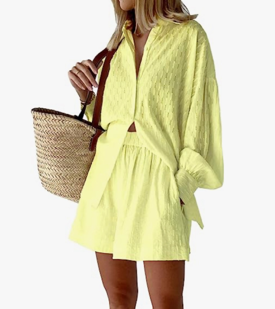 Summer beach cover up set from amazon 😍💛

#LTKswim #LTKsalealert #LTKtravel