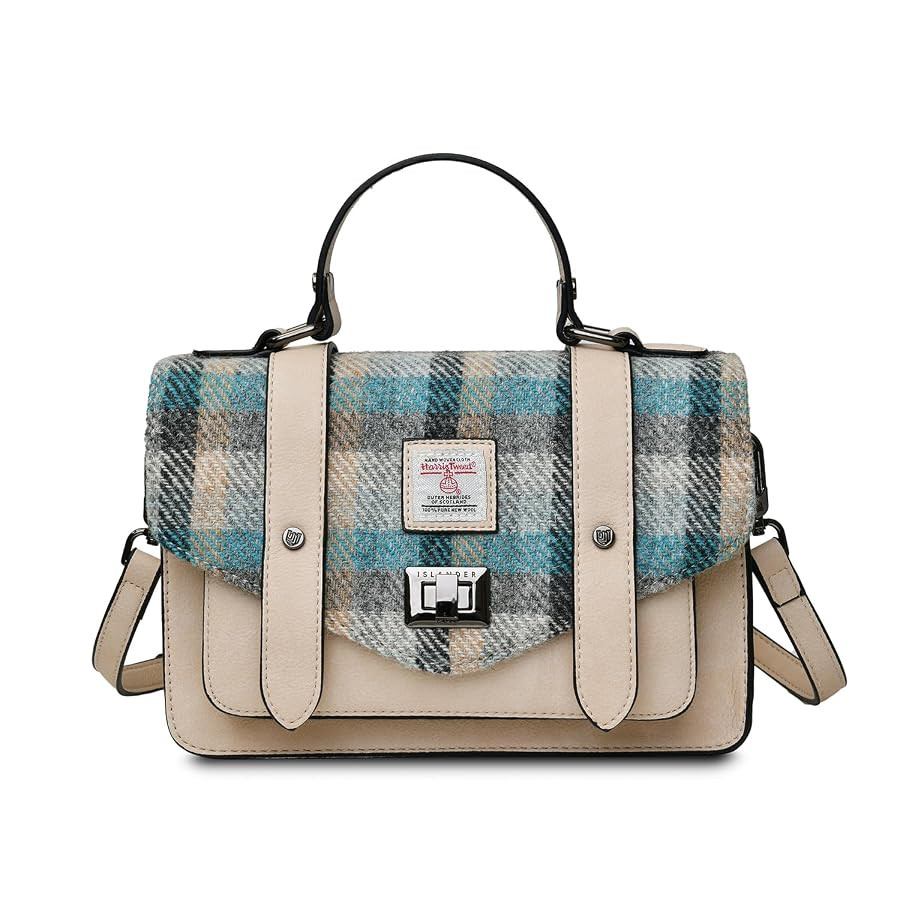 Islander Women's Medium Tweed Satchel Handbag, Black and Grey, 24x16x7cm | Amazon (US)