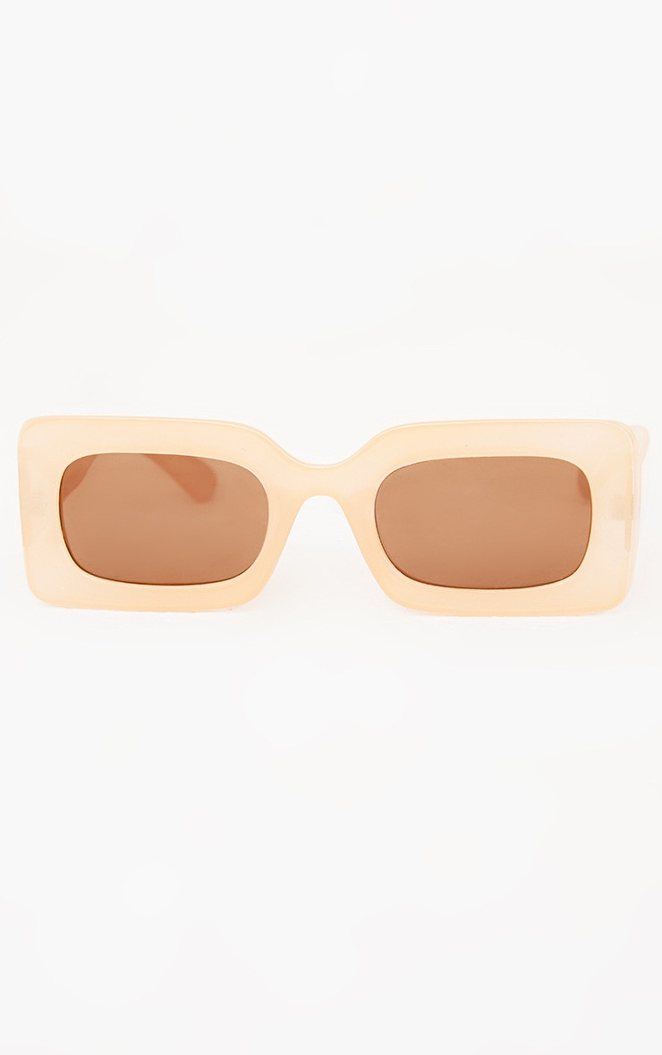 Beige Chunky Square Frame Sunglasses | PrettyLittleThing UK