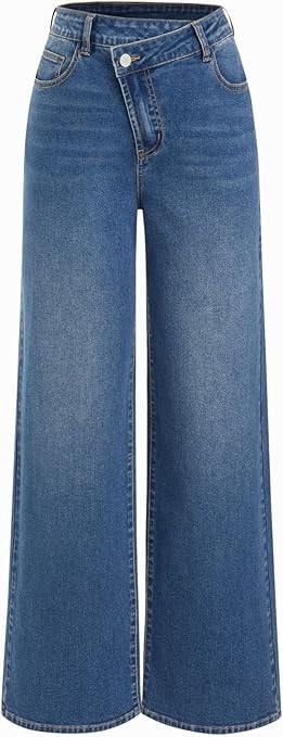 CIDER Women's Wide Leg Jeans Wrap High Waisted Baggy Boyfriend Jeans with Pockets Trendy Denim Pa... | Amazon (US)