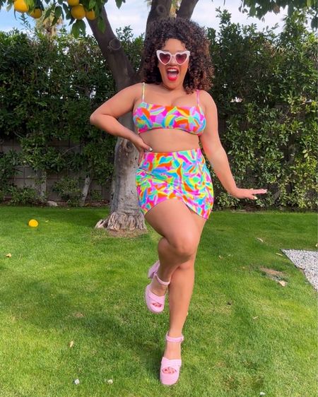 Curvy girls can wear color ! Curvy girls can wear bikinis ! 

I’m 5-1 & wearing size medium in everything ! Linked a one piece & skirt version for you too 💖💕