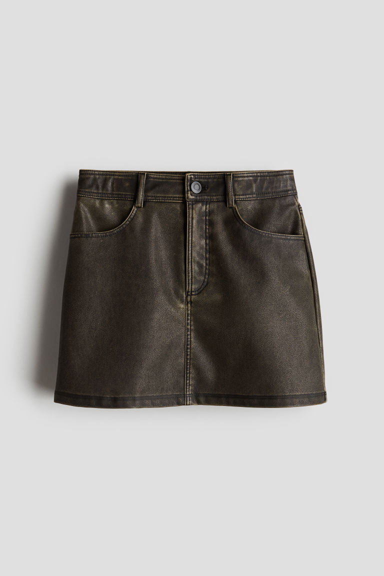 H & M - Coated Skirt - Black | H&M (US + CA)