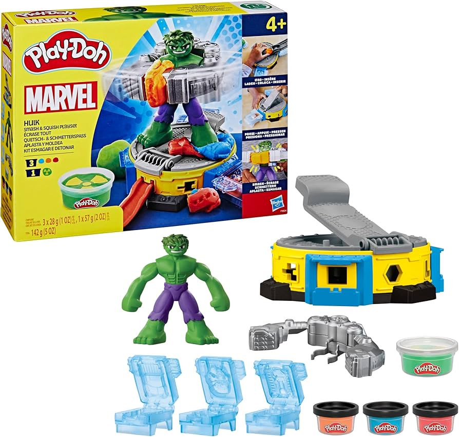 Play-Doh Marvel Hulk Smash & Squish Kids Playset with Bendy Action Figure and Accessories, Imagin... | Amazon (US)