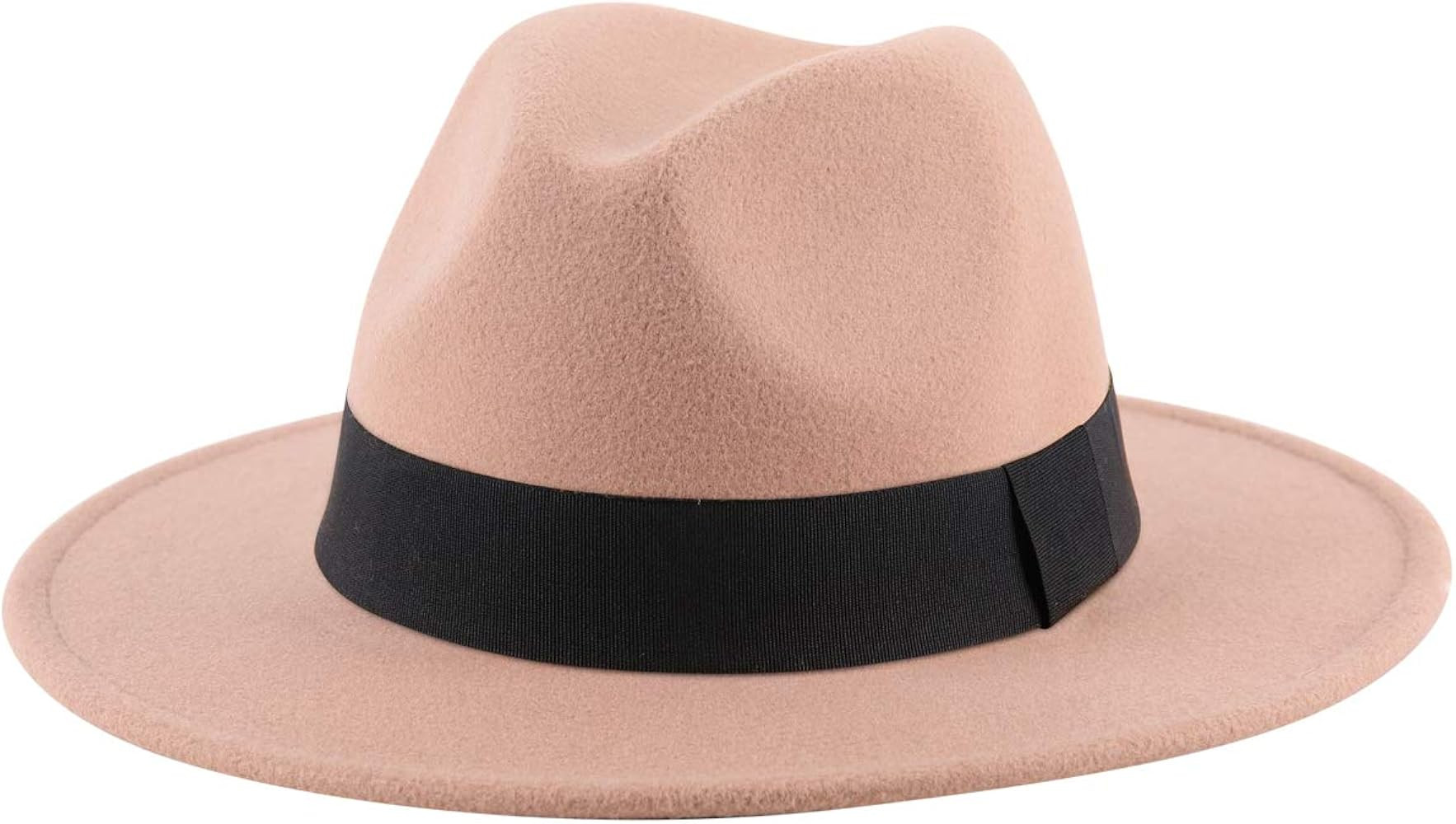 Lanzom Women Wide Brim Warm Wool Fedora Hat Retro Style Belt Panama Hat | Amazon (US)