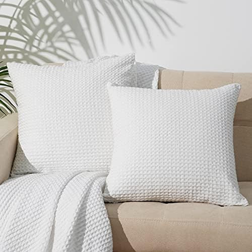 PHF 100% Cotton Waffle Weave Euro Shams 26" x 26", 2 Pack Elegant Home Decorative Euro Throw Pill... | Amazon (US)