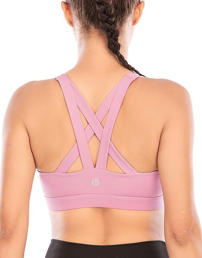 RUNNING GIRL Sports Bra for Women, Criss-Cross Back Padded Strappy Sports Bras Medium Support Yog... | Amazon (US)