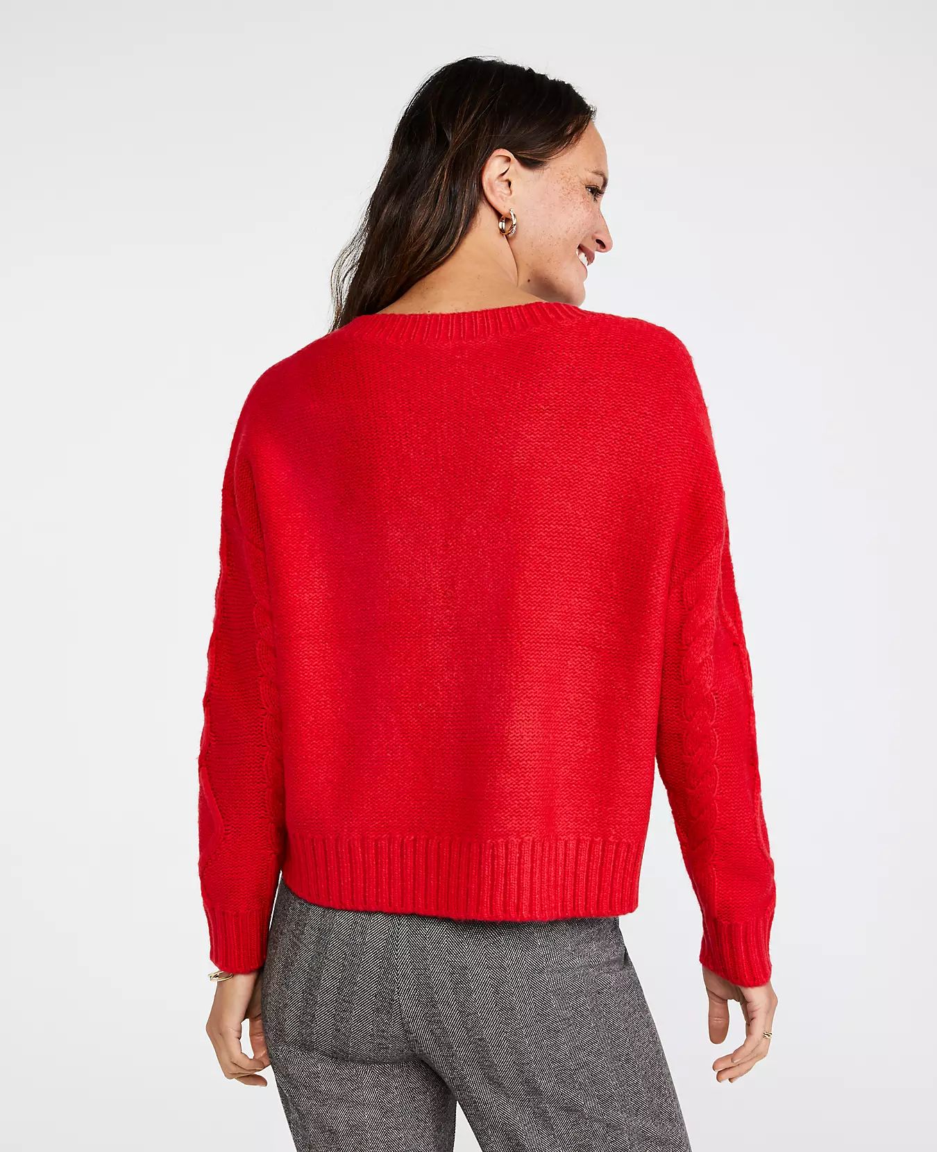 V-Neck Cable Sweater | Ann Taylor | Ann Taylor (US)