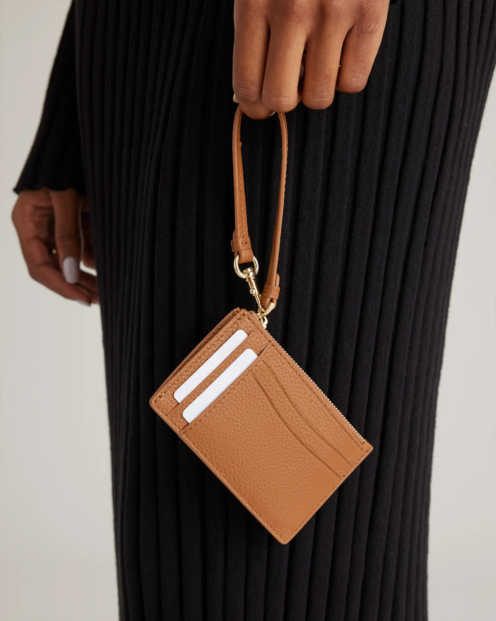 Italian Leather Card Case Wristlet in Cognac | Quince