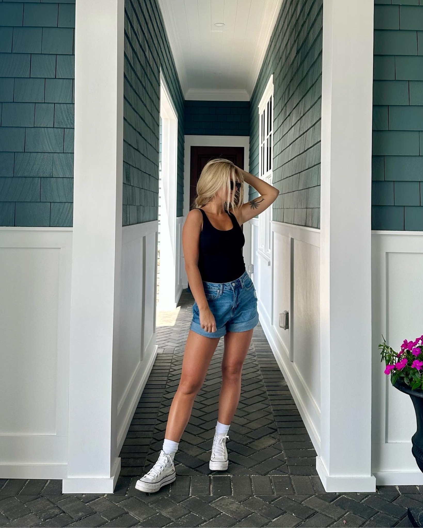 Tank, shorts, sunnies and crew socks all from Target + platform converse links🍦🍒✨