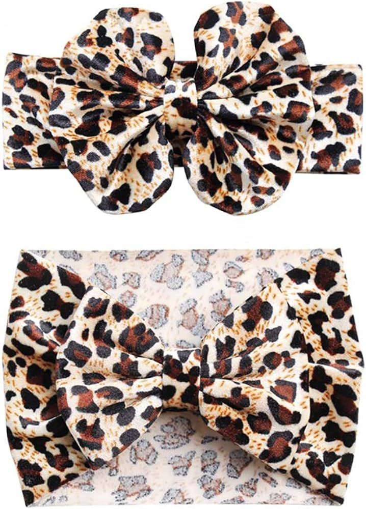 Baby Leopard Headband Turban with Bow Hair Band Bowknot Hair Accessories JBC07 | Amazon (US)