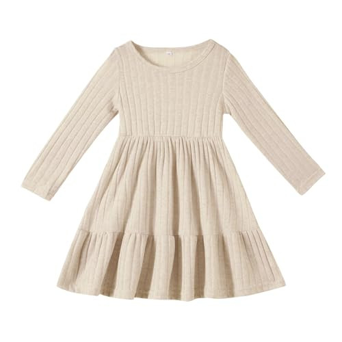 Kionio Toddler Baby Girl Long Sleeve Dress Girls Knit Sweater Dresses Tiered Kids Swing Holiday Dresses Fall Winter | Amazon (US)