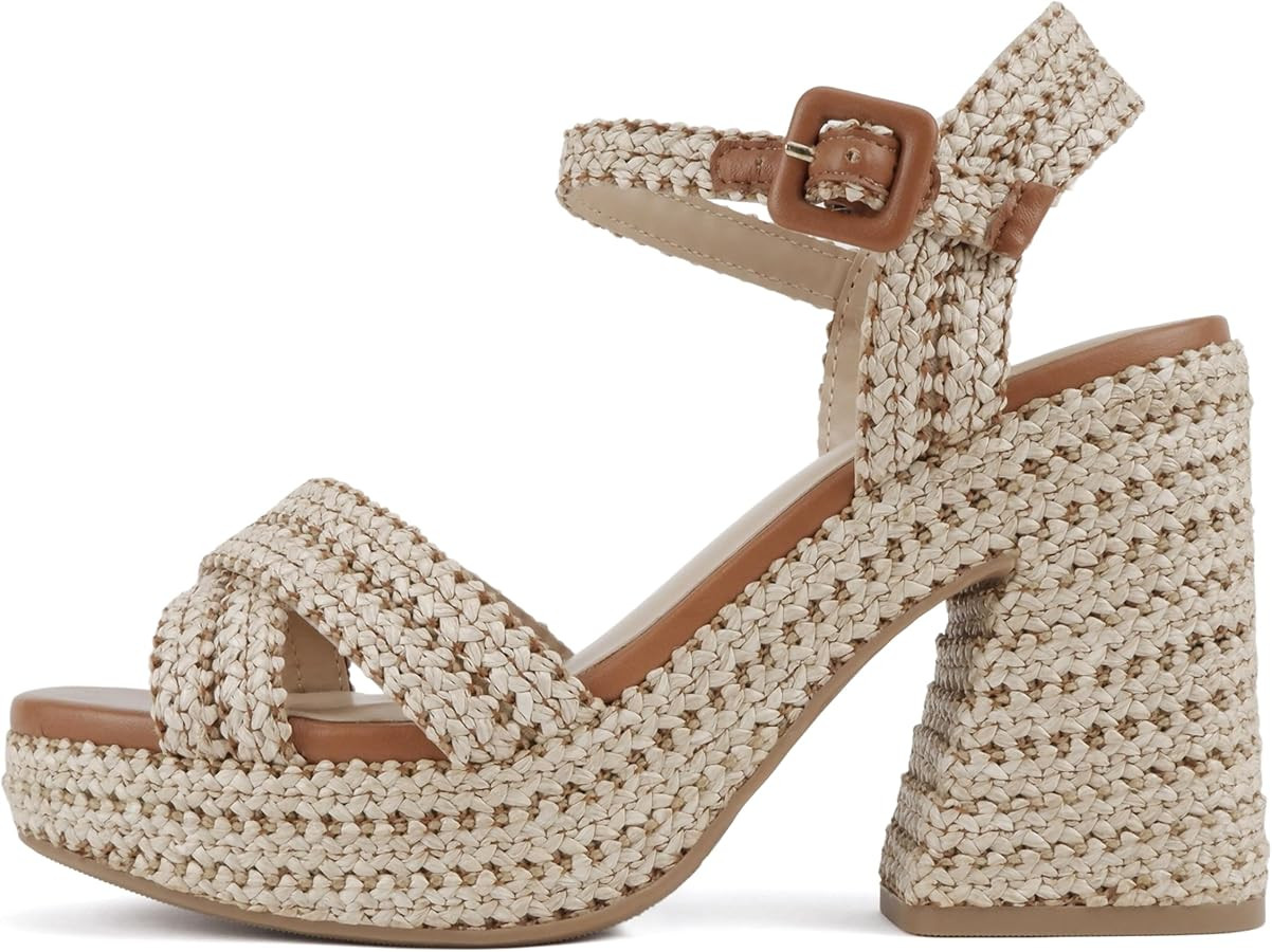 Soda “Yara” ~ Square Open Toe Crisscross Band Ankle Strap High Heel Sandal | Amazon (US)