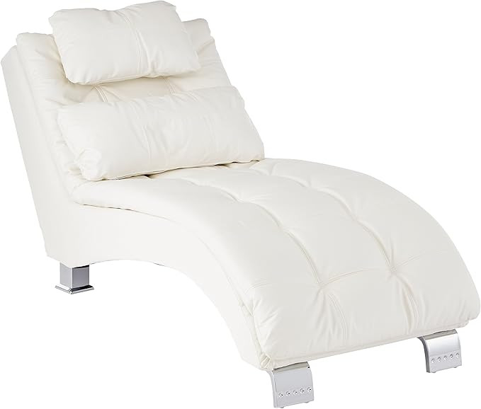 Coaster Furniture Dilleston Chaise White Faux Leather Polyurethane Chrome 550078 | Amazon (US)
