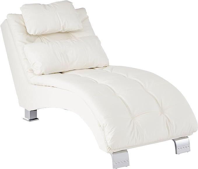 Coaster Furniture Dilleston Chaise White Faux Leather Polyurethane Chrome 550078 | Amazon (US)