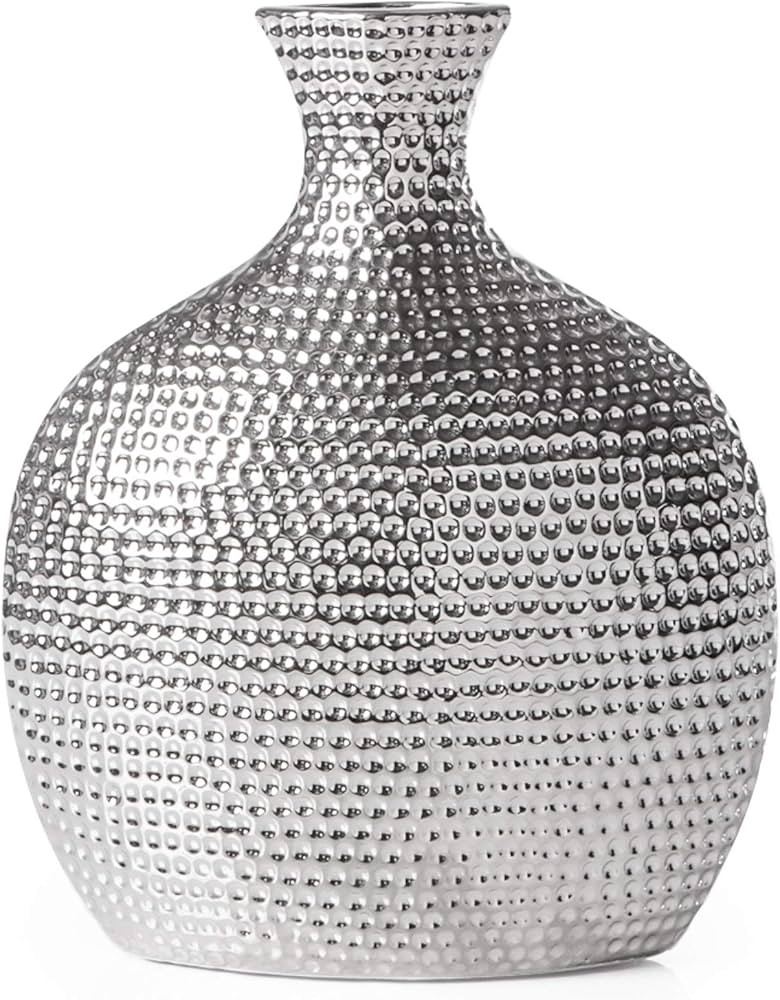 Helio Chrome Ceramic Bottle Vase by Torre & Tagus - Ceramic Silver Vases for Decor | Tall Vase fo... | Amazon (US)