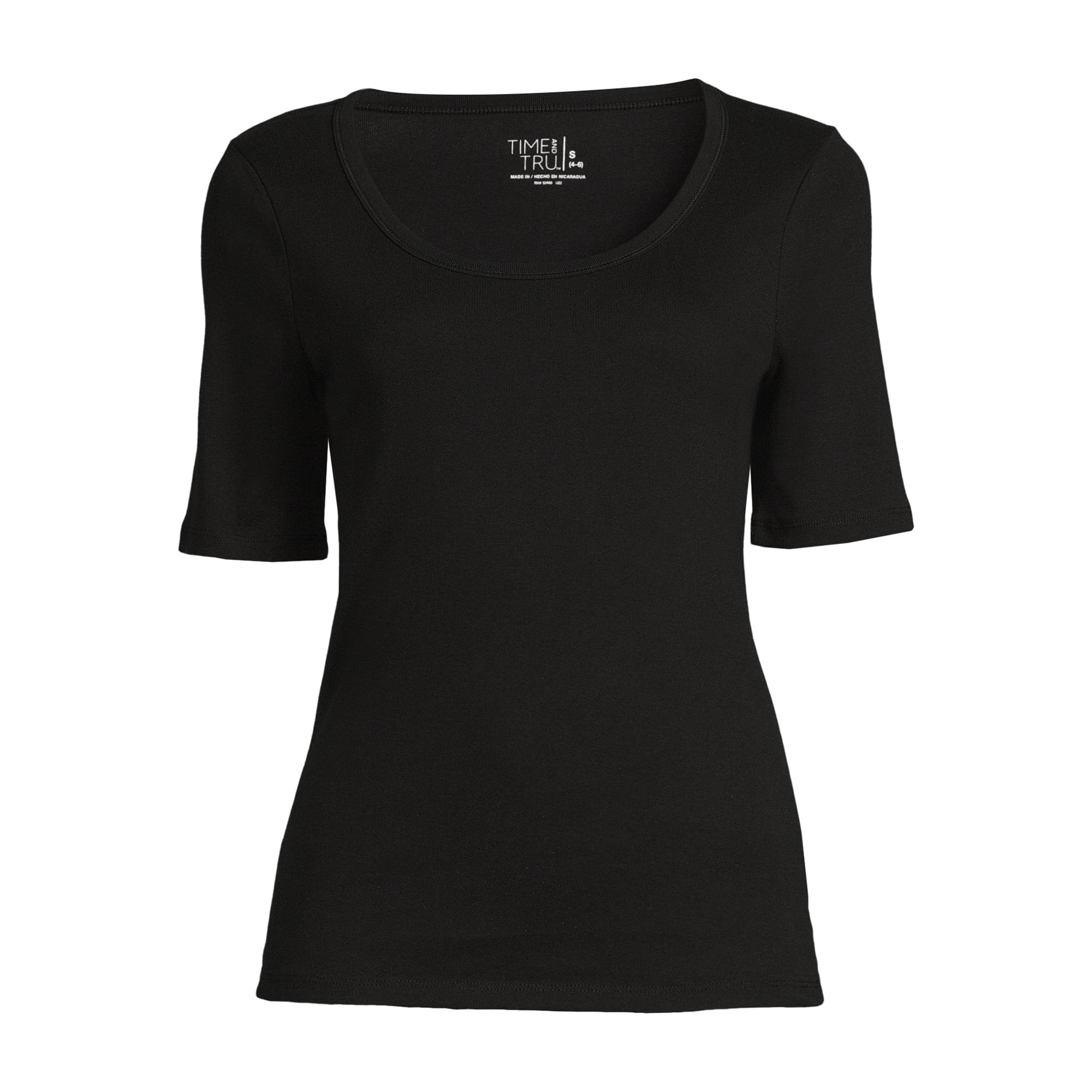Time and Tru Women's T-Shirt with Elbow Length Sleeves | Walmart (US)